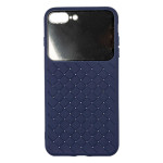 lost. Чехол для телефона. Силиконовый. Темно-синий. Плетеный с зеркалом. Apple Iphone 7/8 Plus.