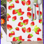 Коврик для сушки посуды. Клубника. Белый.