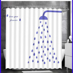Штора для ванной. Душ и капли (Love you forever). С кольцами.