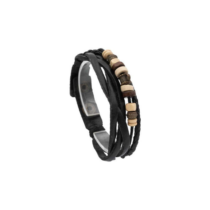 Браслет экокожа. Черный. . 6079
