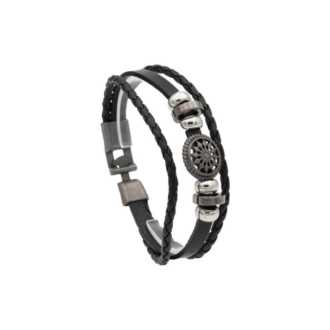 Браслет экокожа. Черный. . 6080