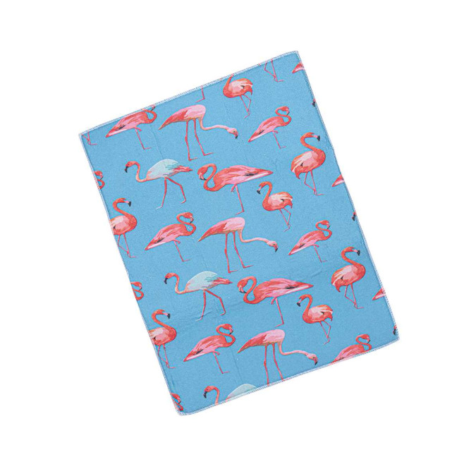 Коврик для сушки посуды. Фламинго. Голубой.